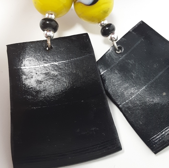 Handmade Recycled Record Earrings Evil Eye ♻️ - Picture 7 of 14